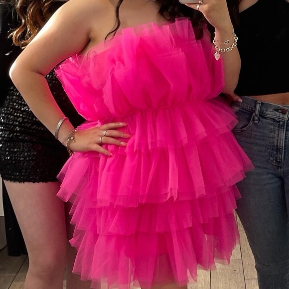 Pink Ruffled Mini Dress - Picture 4 of 5